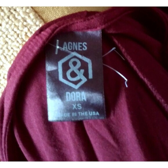 Agnes & Dora Dress With Pockets Burgandy Maroon Size XS Scoop Neck 3/4 Sleeve - Picture 4 of 4